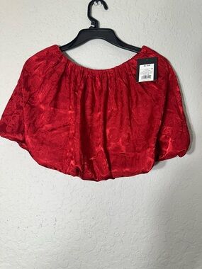 art class Red Girls Satin Peasant Top